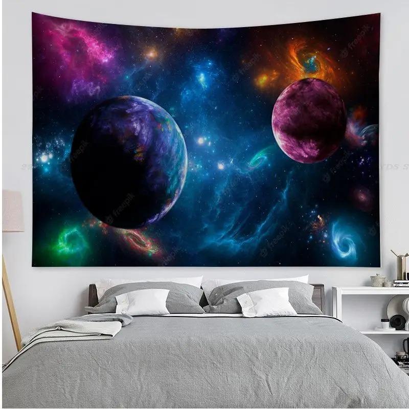 Office Living Room Tapestry Universe Planet Printed Tapestry Home Wall Decoration Tapestry