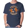 Unisex Crew Neck T-Shirt Powered By Coffee Cat Graphic Short Sleeve Casual Tee