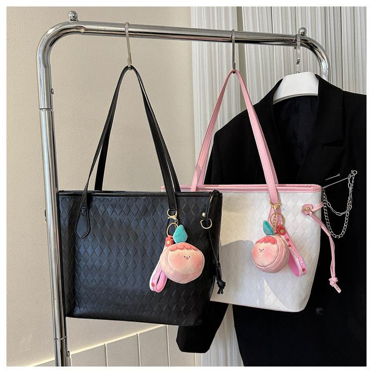 Large Capacity Korean Style Tote Bag Simple Casual Solid Color Work Shoulder Bag for Women