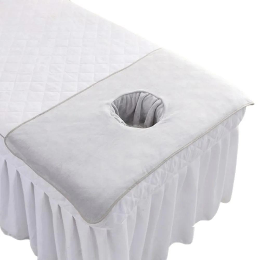 Serviette Visage Massage Épaisse Respirante Douce Serviette Salon de Beauté avec Trou Couleur Unie Coussinets Repose-Tête pour Salons de Beauté