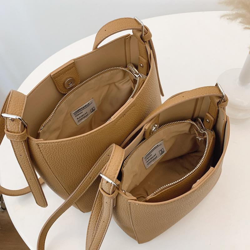 Shoulder Bag Women's New Fashion Bucket Bag Versatile Solid Color Messenger Bag