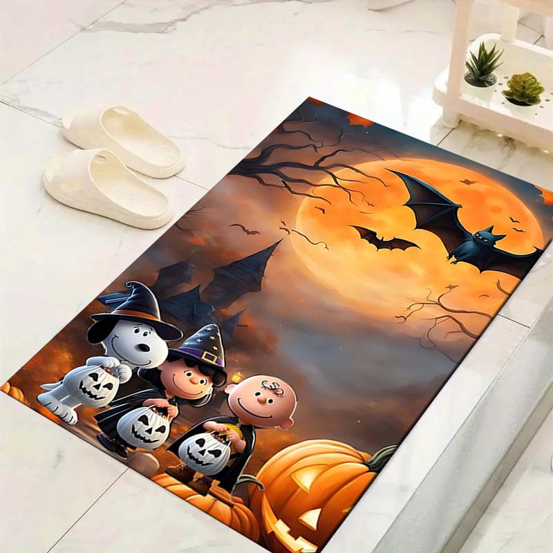 1Pc Snoopy'S Halloween Night Rug Office Carpet Indoor Outdoor Doormat Nonslip Soft And Comfortable Living Room Christmas Halloween Gift D918100