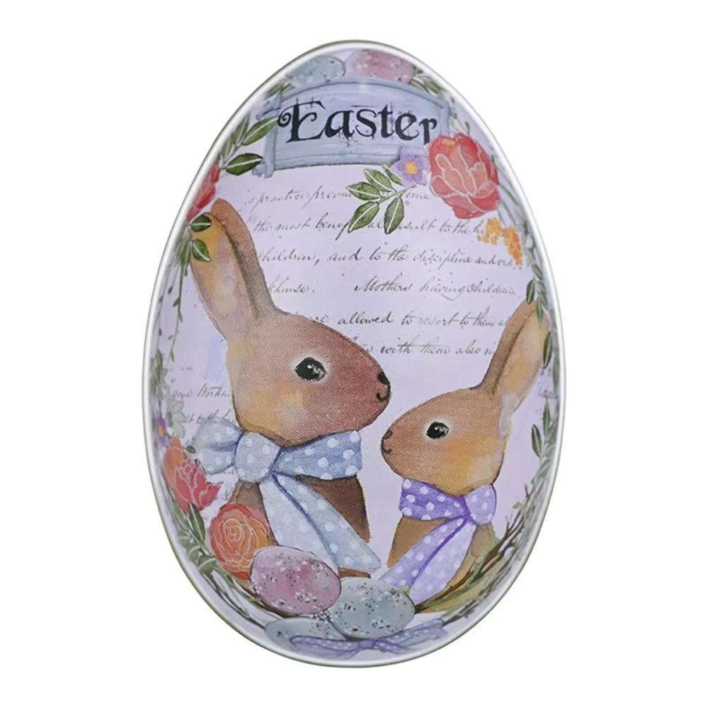 Painted Eggshel Packaging Candy Box Egg Shape Metal Tin Cans Fillable Tin Boxes  Party Accessory