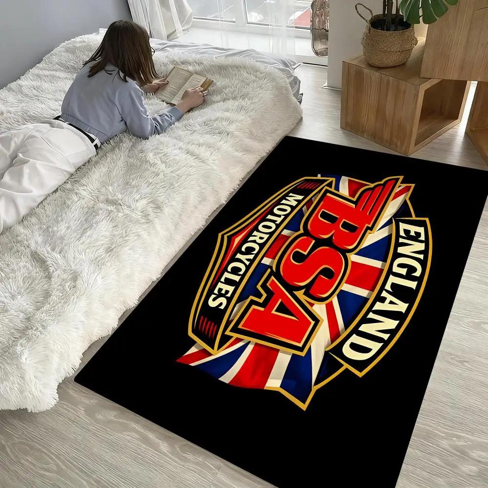 British Classic Motorcycle Racing Thickened Absorbent Non-Slip Floor Mat Bedroom Living Room Door Mat Flannel Rug