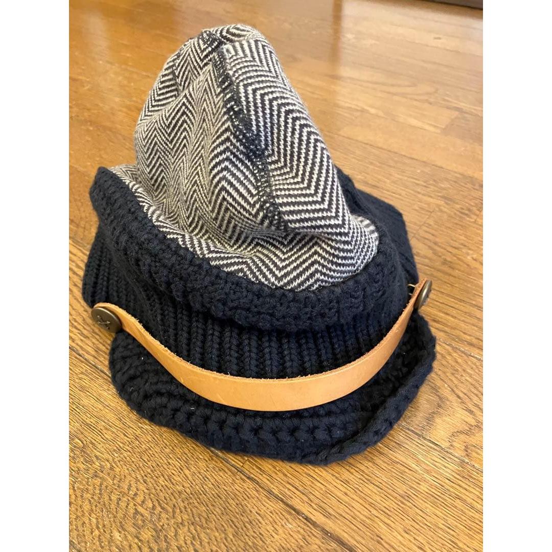 Used KAPITAL work knit cap with leather belt
