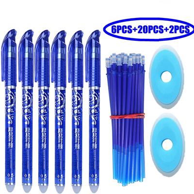 28 ks/sada vymazatelných per Set Omyvatelná rukojeť Modrý černý inkoust Psací gelová pera pro školní kancelář Psací potřeby Náhradní ke zkoušce