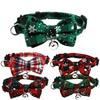 Christmas Cat Collar with Breakaway Safety - Adjustable Bow Tie Bell, Green Red Snowflake Design 2026 New Year Party Decoration