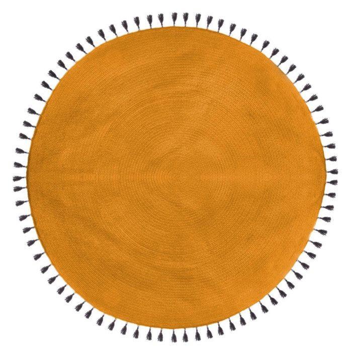 Tapis rond coton "Pop" diamètre 120 cm Atmosphera - Ocre