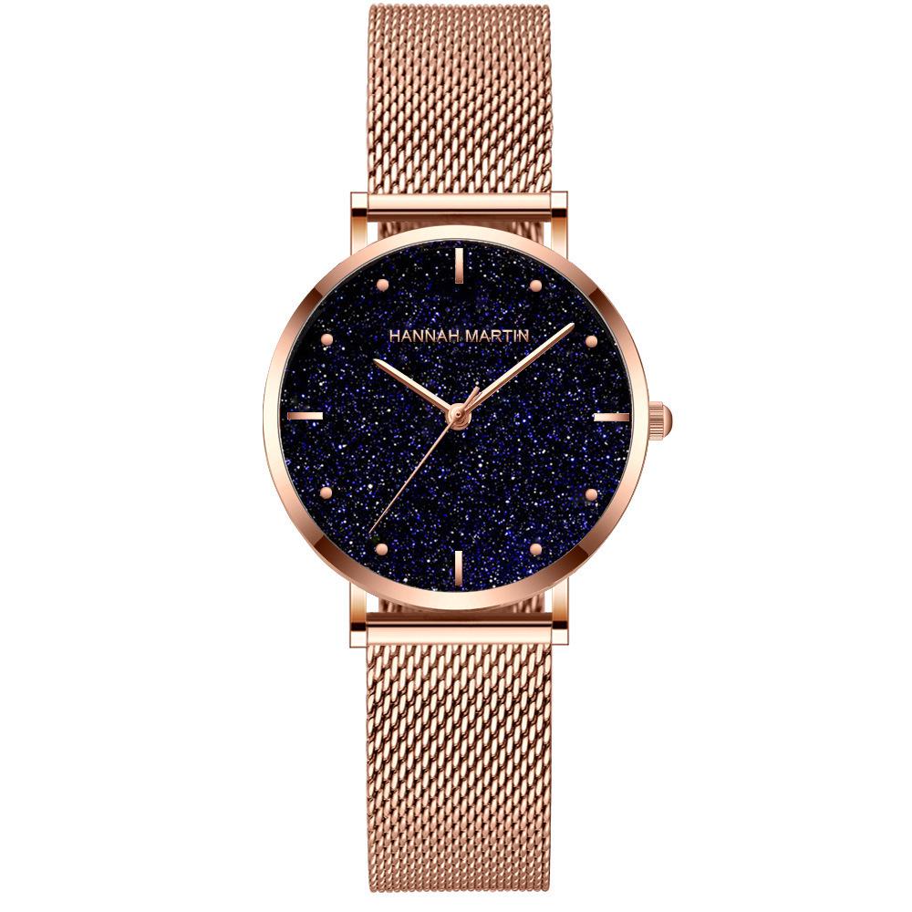 Japanese Movement Ladies' Mesh Strap Quartz Watch - Starry Sky Waterproof Design