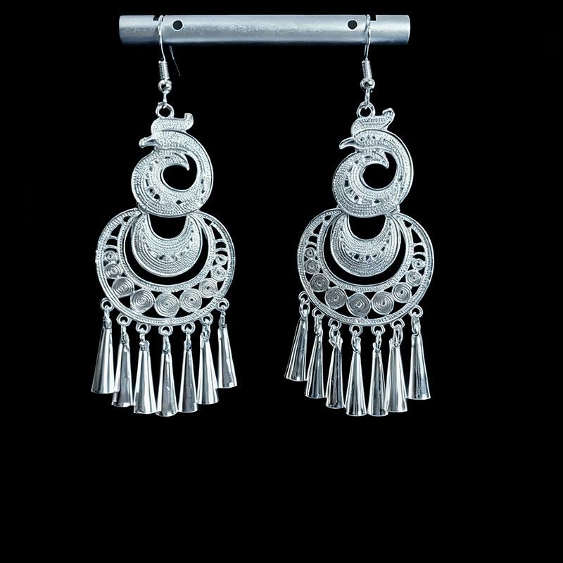 Ethnic style earrings Alloy silver-plated Miao ethnic minority Dong Yi earrings Earrings
