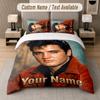 Set Biancheria da Letto Personalizzato Modello Elvis Presley, Stampa Nome Testo 1 Copripiumino più 2 Federe Tessile per la Casa