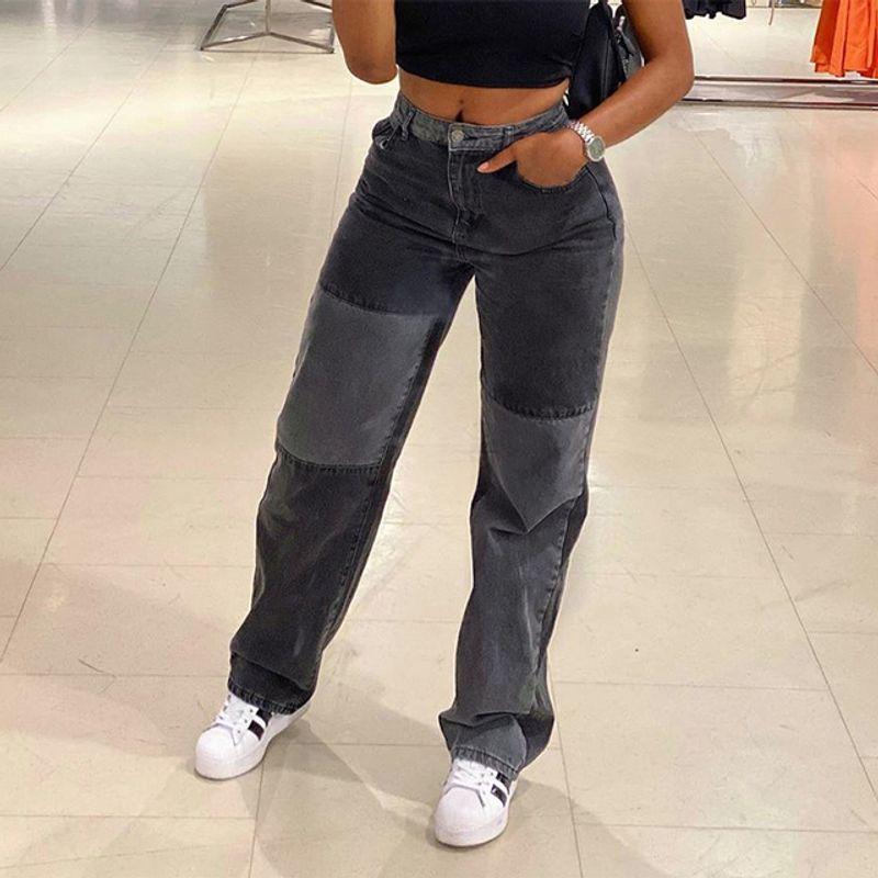 

Повседневные прямые брюки для женщин, повседневные лоскутные прямые брюки для женщин Grey M