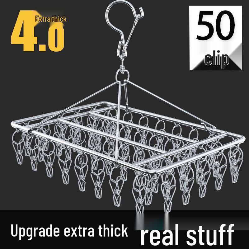 Round Windproof Clothes Drying Rack with Stainless Steel Clips and Hanging Hook