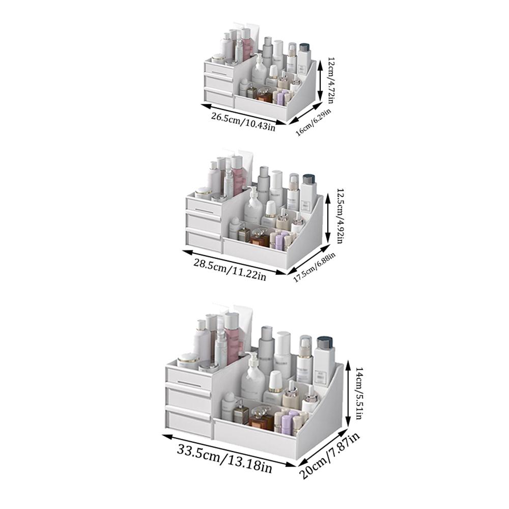 1ks Bílý Nový Úložný box na make-up se zásuvkami Dokončovací plastová police na kosmetiku a péči o pleť na psací stůl do ubytovny