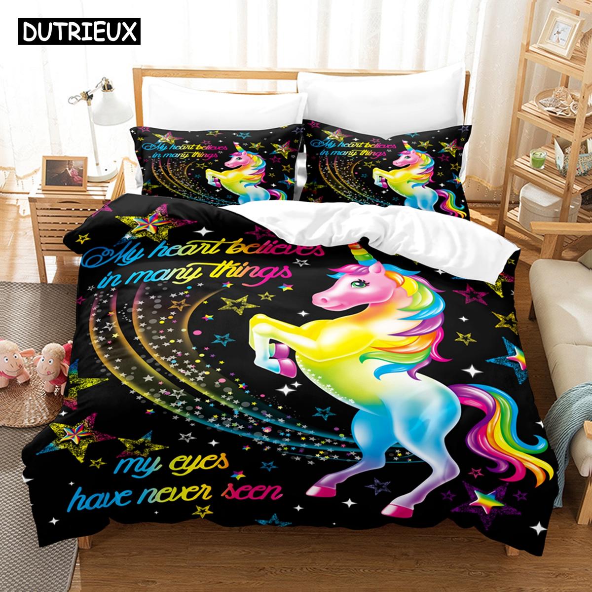 

Comfortable White Horse Pattern Duvet Cover Set With Duvet Cover And Pillowcases Twin Full Queen King Sizes For All Ages EU single(135x200cm)