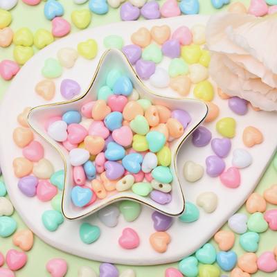 Macaron Color Creamy Jewelry Accessories 50pcs Fashion Handmade Materials Love Shaped Beads Bracelet Necklace Small DIY