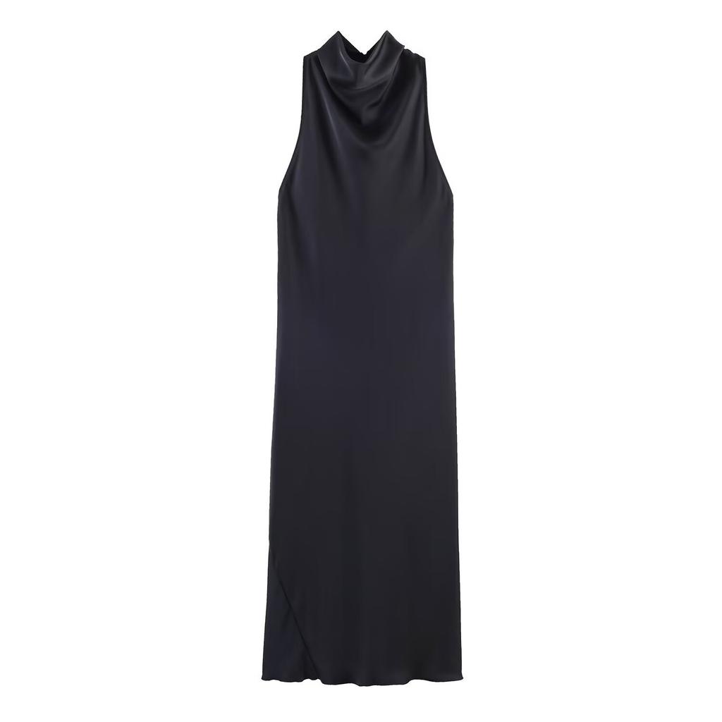 European and American style, new women's clothing, foreign style, classic neck collar Midi dress 2070100