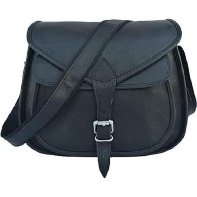 Must Nahast Crossbody Kott Naiste Rahakott Satchel Käekott Messenger Õlakott 13 Tolli Keskmine
