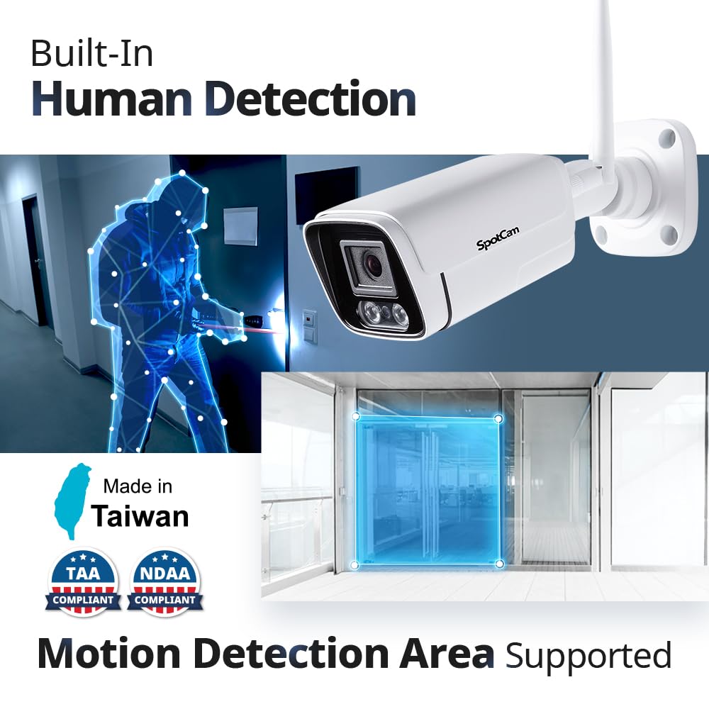 SpotCam BCW1 Business bullet IP-kamera med 2K-oppløsning skysamarbeid farge natt menneskekropp SD livstid gratis sky laget i Taiwan spotlight,