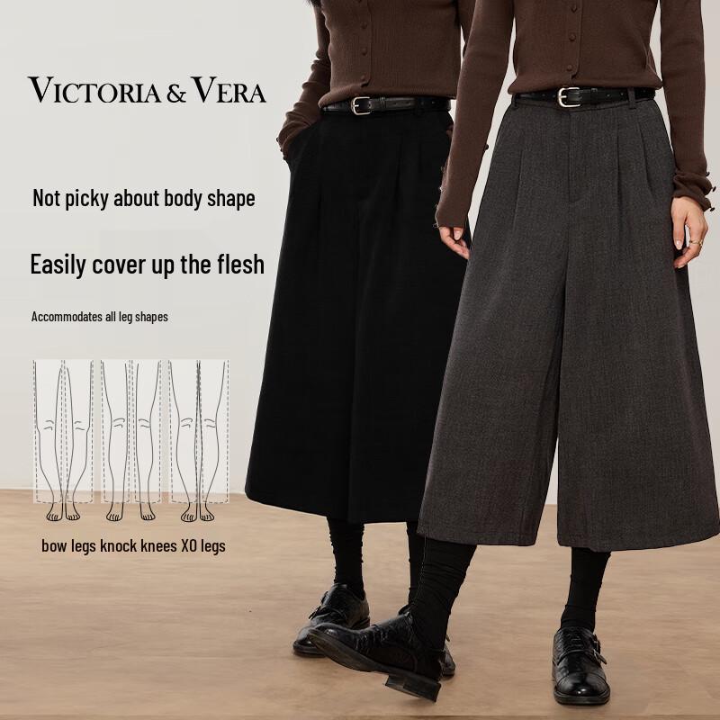 VICTORIA&VERA Women's High-Waist Straight-Leg Cropped Pants V9017K01