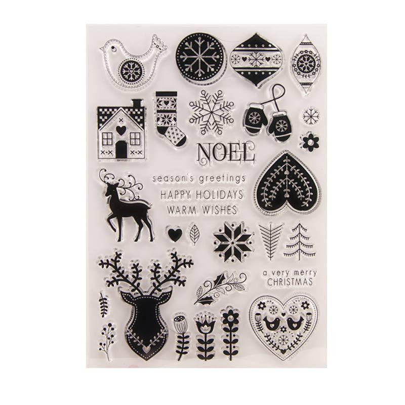 Christmas Silicone Clear Stamp Cling Seal DIY Scrapbook Embossing Album ...
