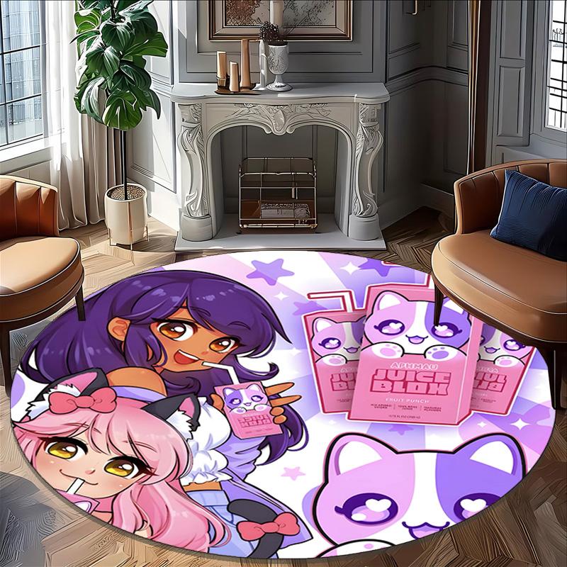 1pc Anime A-AphmauS Print Round Carpet Chair Round Carpet Suitable for Bedroom Living Room Home Decorative Carpet