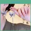 Exquisite New Chinese Style Butterfly Tassel Earrings Simple And Elegant Alloy Material