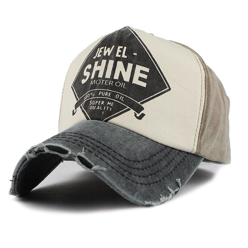 Splicing Alphabet Baseball Cap Pure Cotton Ripped Brim Sun Hat Men's and Women's Spring and Autumn Casual Cap