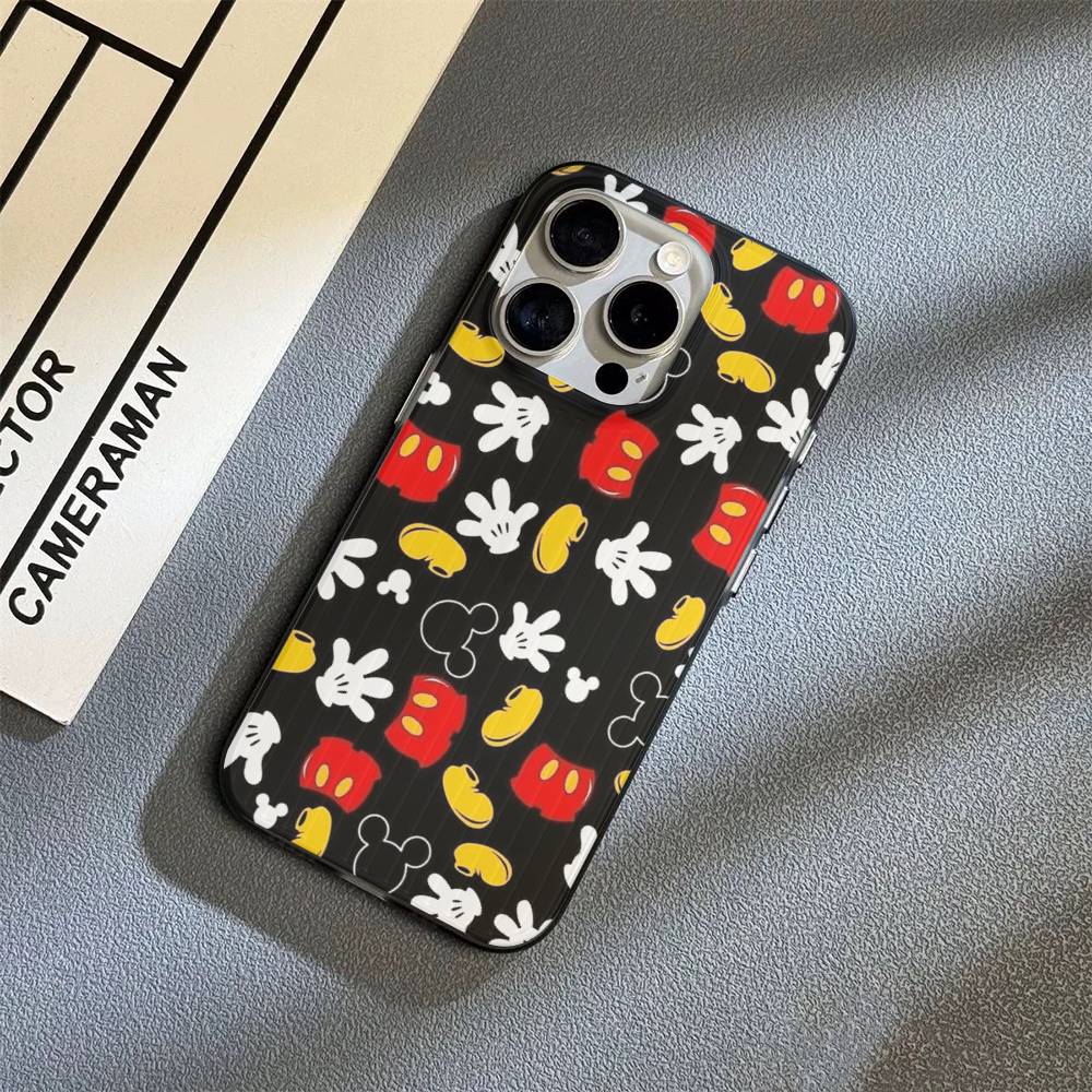 M-Minnie M-Mickey For iPhone 16 15 14 13 12 11 17 Pro Max Plus Wave Corrugated Phone Case Anti Drop Cover