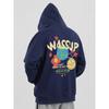 Wassup Heods American Casual Trendy Brand Sweatshirt for Men and Women, Autumn and Winter Fleece-Lined Loose Heavyweight Couple Tops