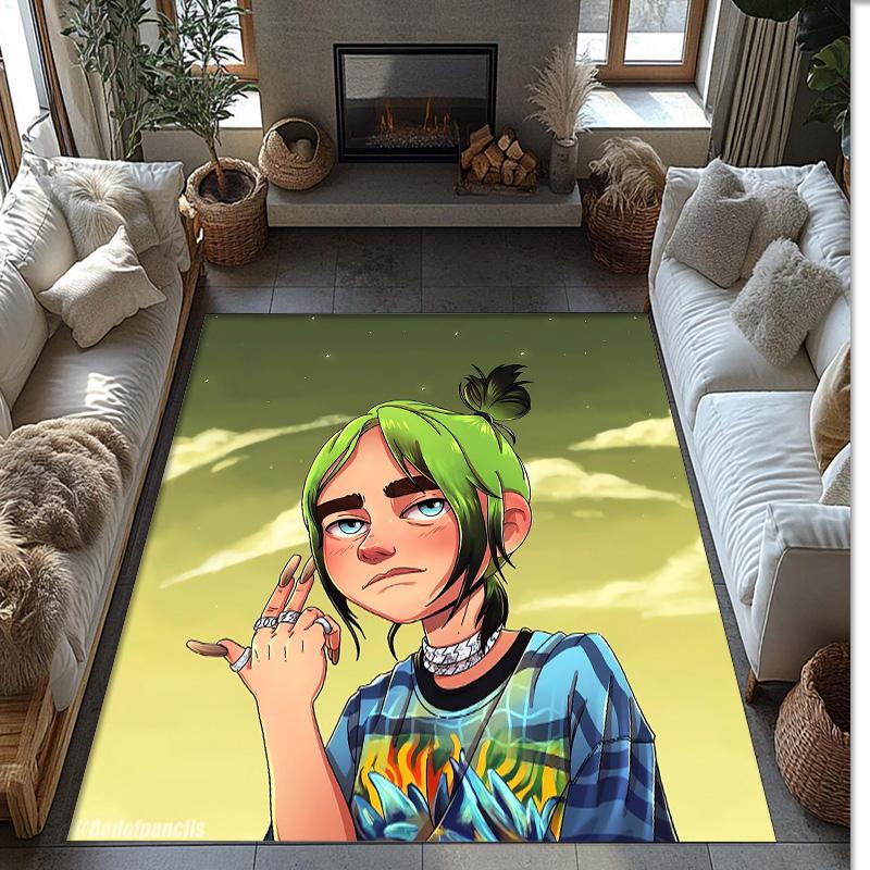 Soft Crystal Velvet Floor Rug,Billie Eilish Anti Slip Decorative Carpet, Plush Area Mat For Indoor Home Decoration