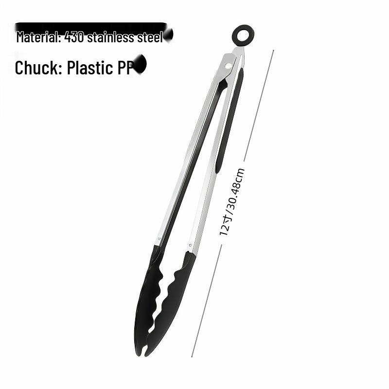 High-Temperature Resistant Stainless Steel Silicone Kitchen Tongs for Stir-Frying and Grilling