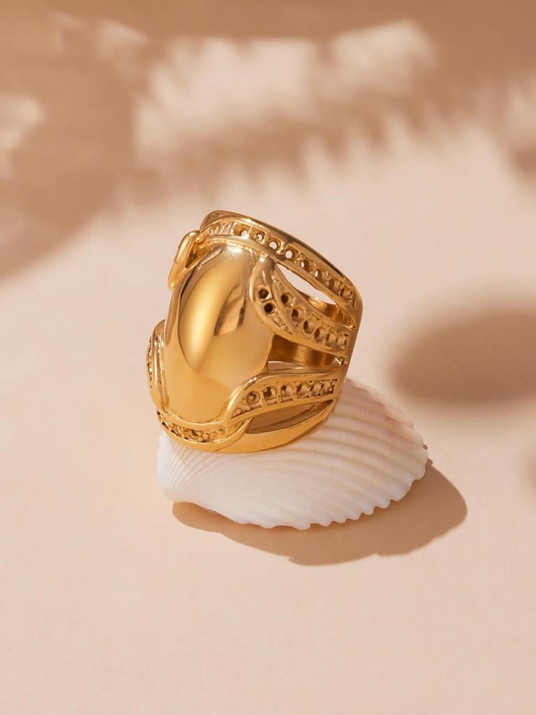 Oumaijia Stal Nierdzewna Pozłacana 18k Pierścień Ochraniacz Kciuka