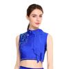 Womens Modern Dance Crop Top Sequin Embroidery Bow Decor Sleeveless Back Hollow Out Dancewear