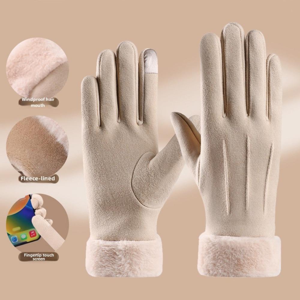 

Теплые зимние перчатки, с плюшевой подкладкой, утепленные перчатки для сенсорных экранов, перчатки для холодных видов спорта, рождественские перчатки, рождественские подарки 1 pairs абрикосовый