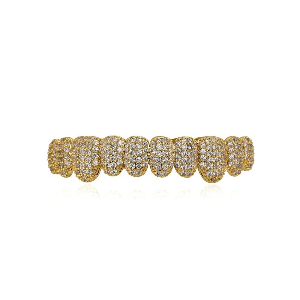 

HipHop Removable Zircon Tooth Caps Gold Silver Color Top Bottom Tooth Cap Full Cover Fashion Jewelry Teeth Grillz Set Unisex