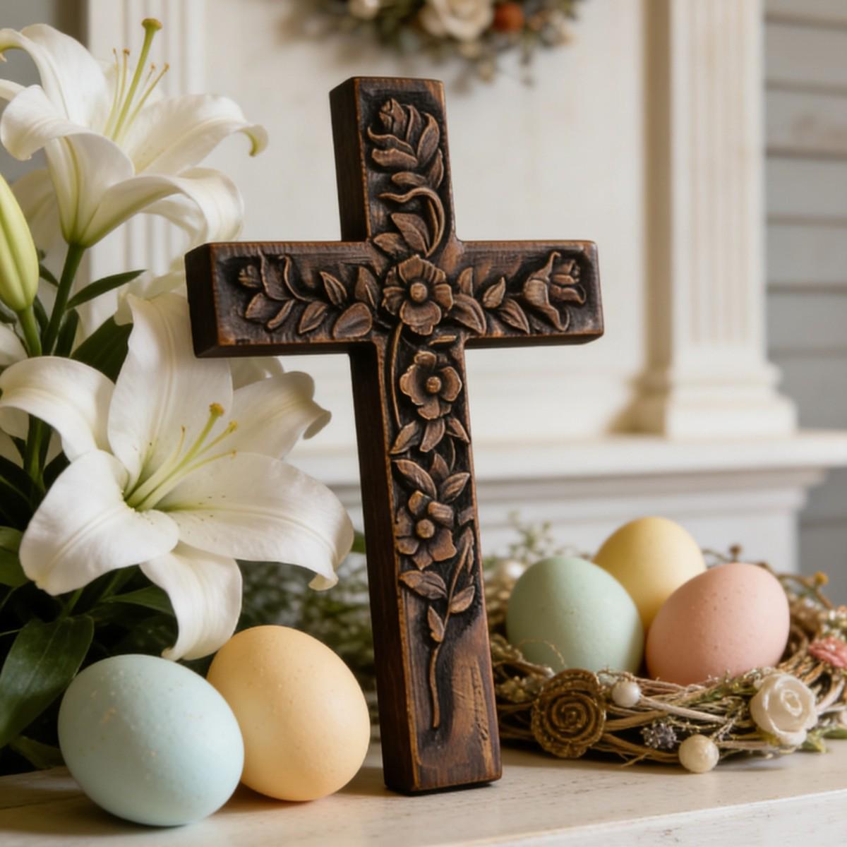 

Retro Rose Wooden Cross Handle Ornaments 15x9x2 cm