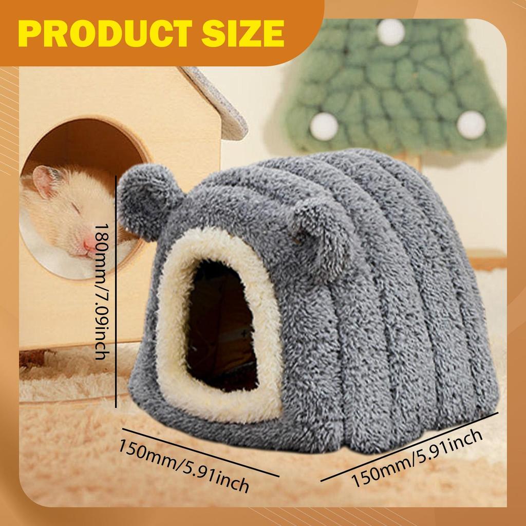 Hamster Bed Hideout House, Anti Slip Cute Plush Small Animals Bed for Hedgehog,
