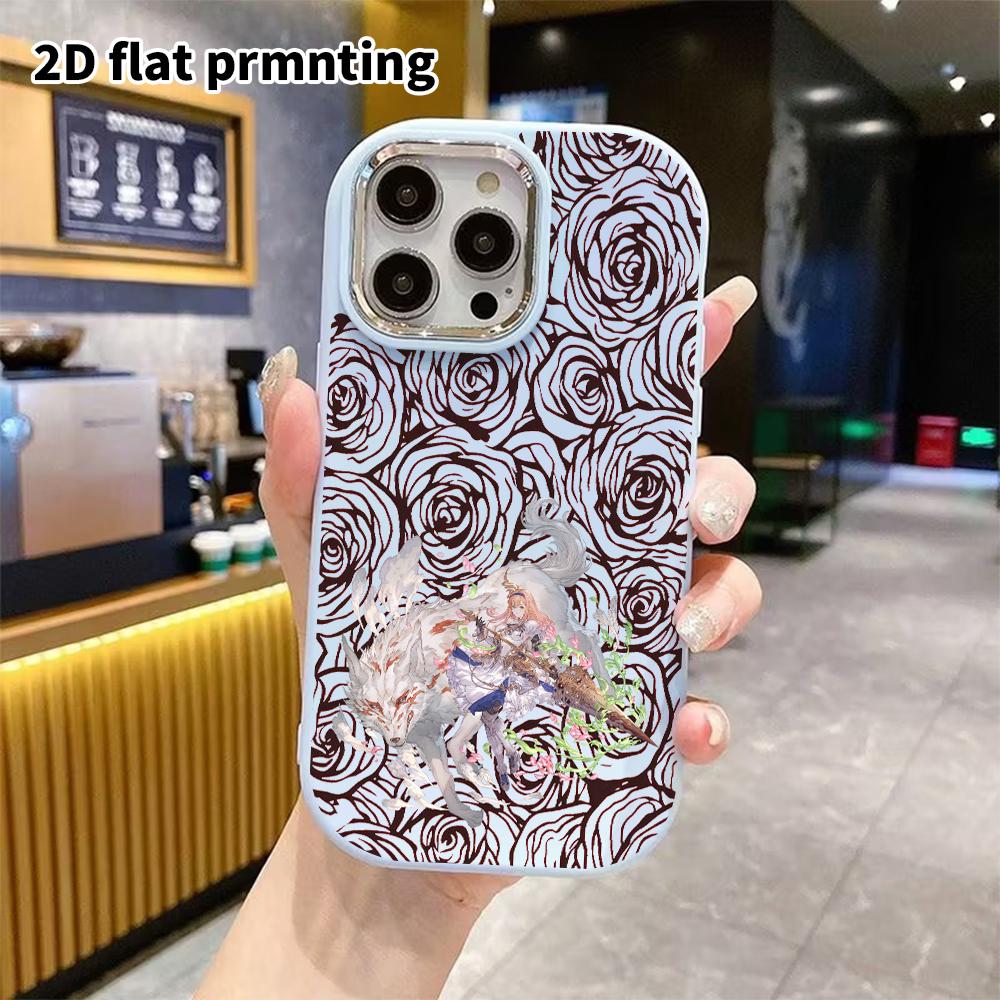 Phone Case: 2D Flat Design Suitable for iPhone 18 17 16 15 14 13 Pro Protective Case, Couple Style, Wolf and Girl, Christmas and Halloween Gift