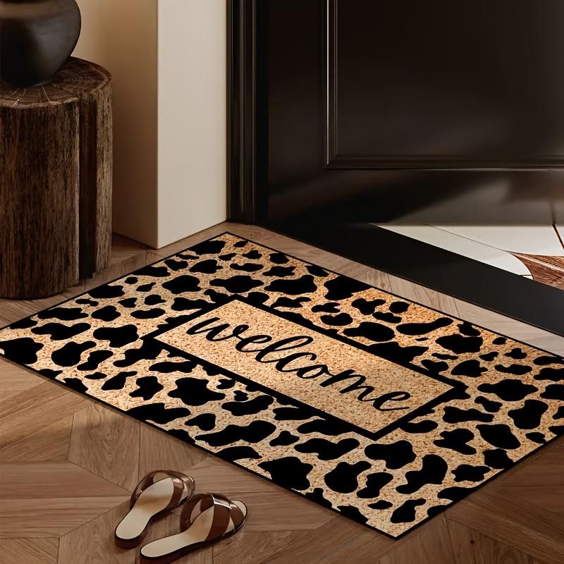 Rustic Cow Print Welcome Door Mat Outdoor Waterproof Loop Pile Entrance Floor Mat Anti-Slip Dirt Trapper Welcome Rug