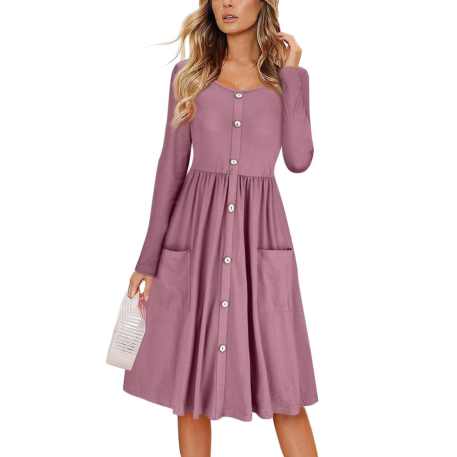 

Женское повседневное модное сексуальное удобное платье-сарафан на пуговицах с длинными рукавами и карманами L