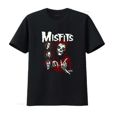 Misfits Band T Shirt Black Cotton All Sizes S 5XL XA19 Vintage Washed Soft Homme Graphic Breathable Unisex Streetwear Fashion
