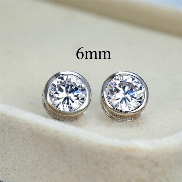 925 Sterling Silver Stud Earrings Women's Wedding Jewelry Engagement Earrings 6/7/8mm Round Stones