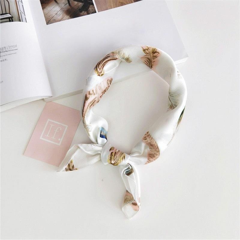 Luxury Square Scarf For Women Silk Feeling Shawl Satin Hijab Fashion Wraps Hair Bands Ribbon Headband Bag Accessories Headscarf