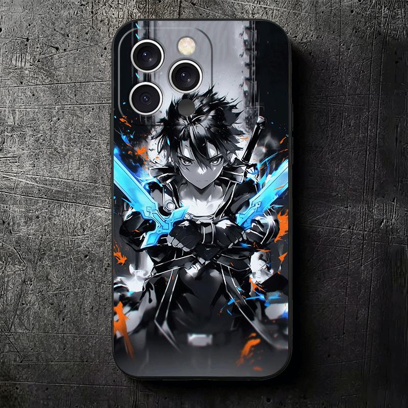 S-Schwert O-Online SAO Kirito Weiche Handyhülle für iPhone 16 16E 17 Air 15 Pro Max 14 Plus 13 Mini 11 12 7 Schwarze Rückseitenschale