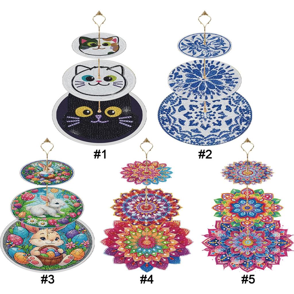 3 Tier Acrylic Diamond Cupcake Stand Tower DIY Diamond Painting Dessert Tray Kit Diamond Art Painting Cake Stand for Tea Party