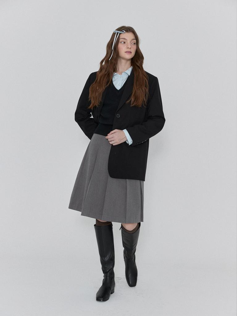 Royal Decaside Wool Gathered Skirt Grey