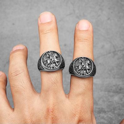 San Giorgio Sconfigge il Drago Anelli da Uomo Acciaio Inossidabile Punk Rock Cose Cool Accessori Moda Gioielli per Donne Regalo