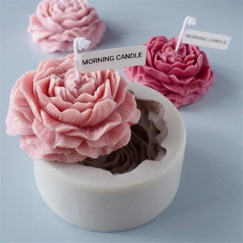 Creative Simple Large Peony Silicone Candle Mold Handmade Aromatherapy Gypsum Soap Resin Epoxy Ice Quick Baking Mould Supplies