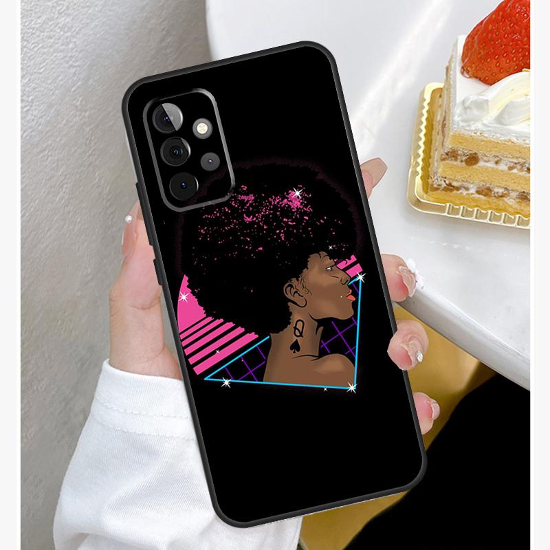 Beautiful Black Afro Girl Case For Samsung Galaxy A55 A35 A15 A14 A34 A54 A73 A53 A33 A23 A13 A12 A32 A52 A51 Cover
